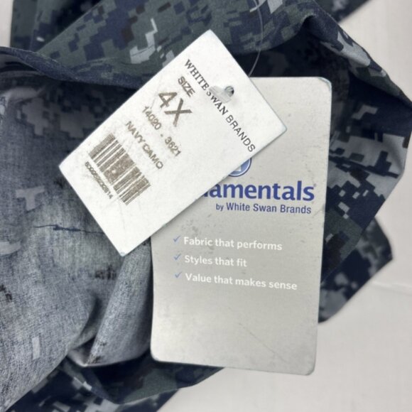 White Swan Fundamentals Adult 4X Scrub Pants 14020 3020 Navy Blue Camo Digital - Picture 6 of 8